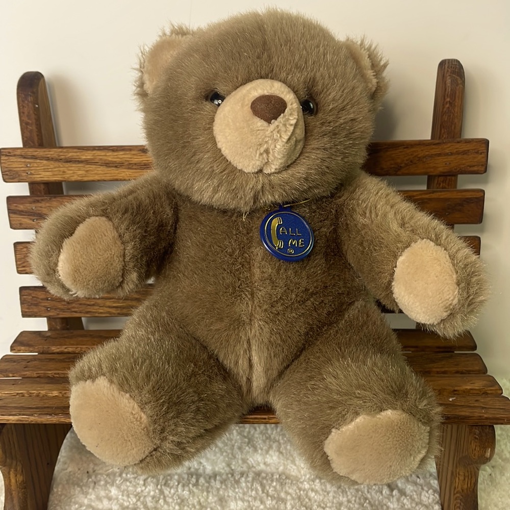 Vtg Teddy Bear Plush 10” Brown “ Call Me “ O.M.E exclusive